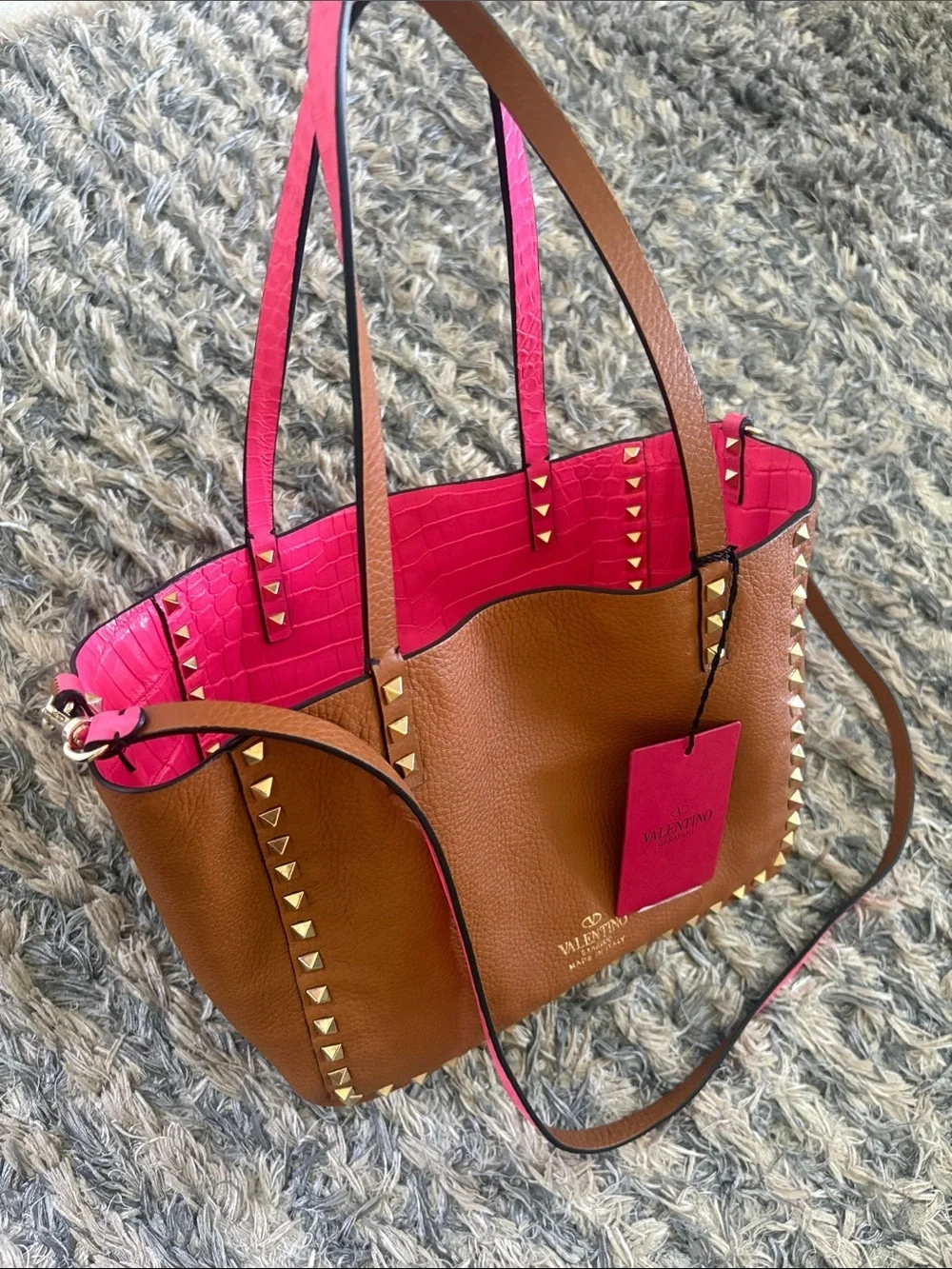 Valentino alligator skin pink/brown reversible bag Limited Collector Piece New